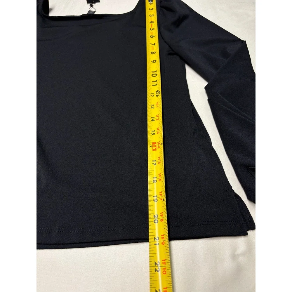 NWT Banana Republic Black Crepe Square Neck Puff Sleeve Top Womens S 439899-02-1